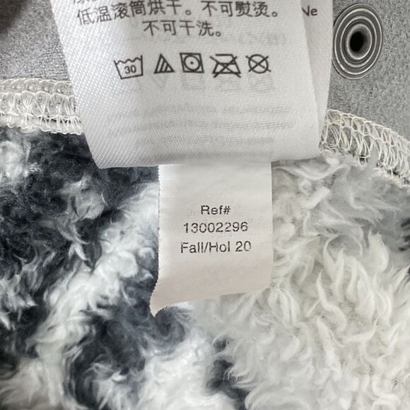 Eddie Bauer Pullover Mens Large Tall White Gray Black Plush Fuzzy Cozy Jacket - Picture 11 of 11